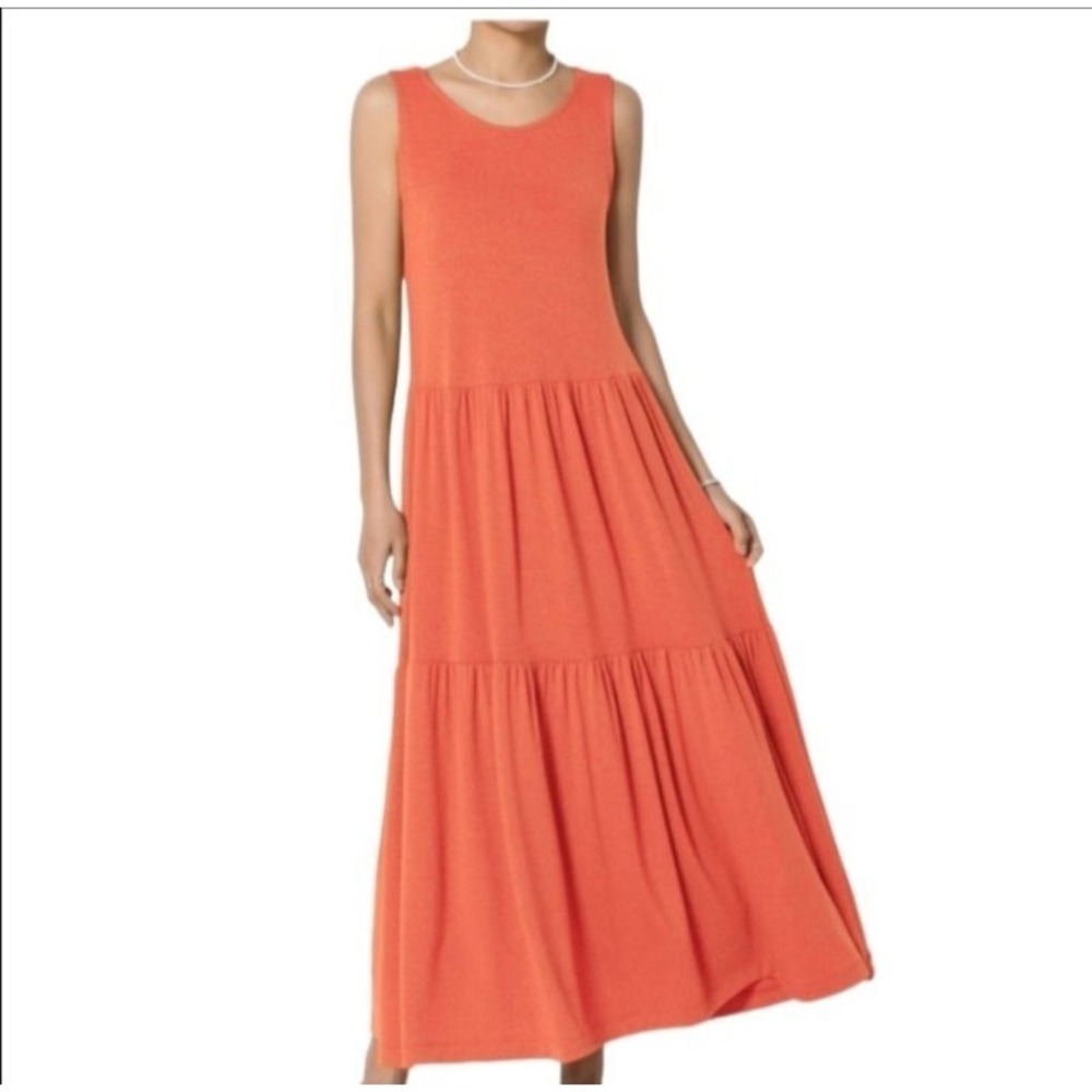 Tommy Bahama Womens Orange Tiered Sleeveless Maxi Dress Sz Small Cruise Beach